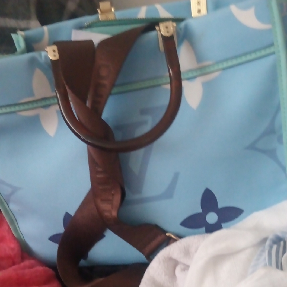 Louis Vuitton Sky Blue and Chocolate Brown Tote